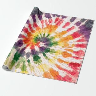 Tiedye-Muster. Handgezeichnetes Regenbogen-Shibori Geschenkpapier