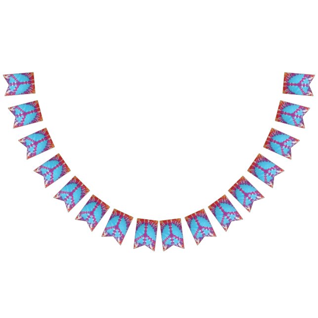 tiedye Partyflaggenfahne Friedenszeichen Wimpelkette (Alle)