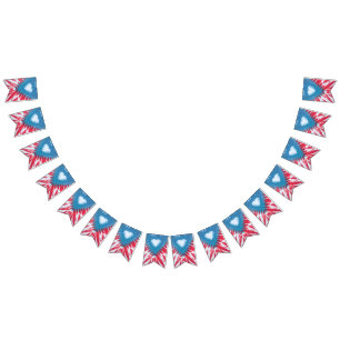 tiedye Partyflaggenfahnen-Puerto- Ricoflagge Wimpelkette