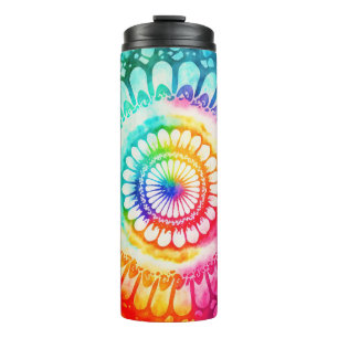 Tiedye-Regenbogenfarben Retro-Hippie Groovy  Thermosbecher