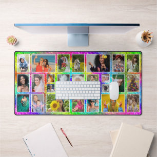 Tiedye Retro Hippie Easy 25 Custom Foto Collage Schreibtischunterlage