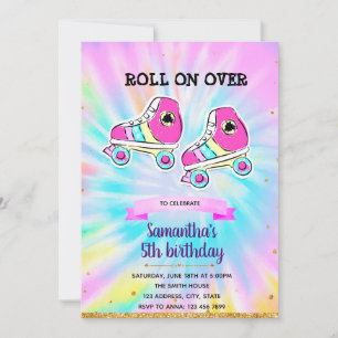 Tiedye-Rollerskate-Party-Einladung Einladung