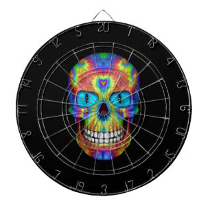 Tiedye-Totenschädel toter Zombie Metallkäfig Dartb Dartscheibe