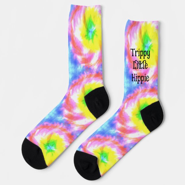 Tiedye Trippy Hippie Psychedelic Retro 70er Custom Socken (Linkes Detail)