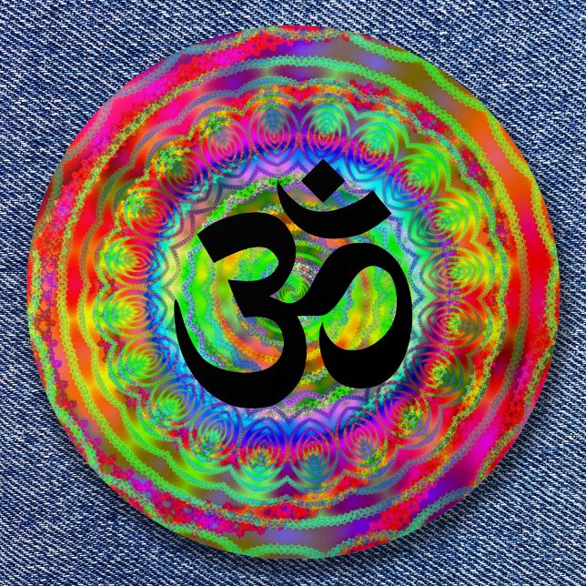 Tiedye Ziel mit Om-Symbol Button (Tiedye Target with Om Symbol Button)