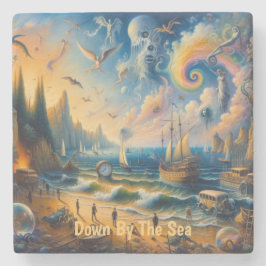 Tief am Meer: Eine surreale Küstenlandschaft Steinuntersetzer