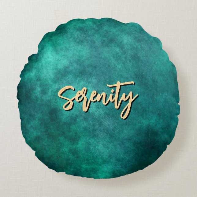 Tief Aquamarine Serenity Round Kissen (Vorderseite)