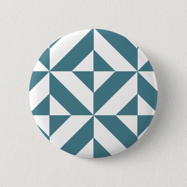 Tief Aquamarines Green Geometric Deko Cube Pattern Button (Vorderseite)