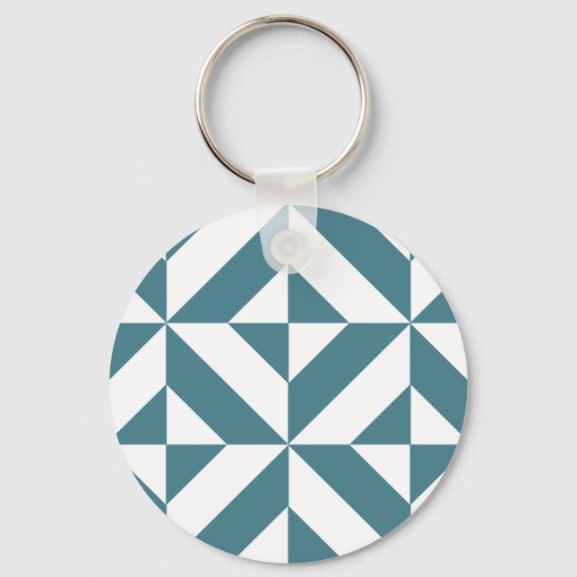 Tief Aquamarines Green Geometric Deko Cube Pattern Schlüsselanhänger (Vorderseite)