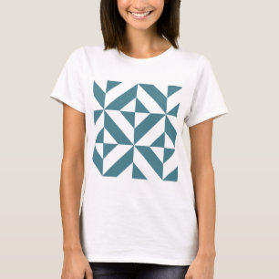 Tief Aquamarines Green Geometric Deko Cube Pattern T-Shirt