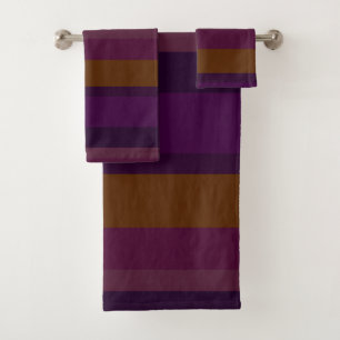 Tief Aubergine & Senf Horizontale Streifen Badhandtuch Set