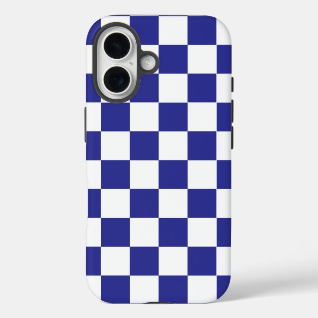 Tief blau und weiß iPhone 16 hülle (Rückseite)