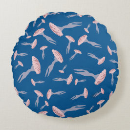 Tief blaue Meeresquallen-Muster Rundes Kissen