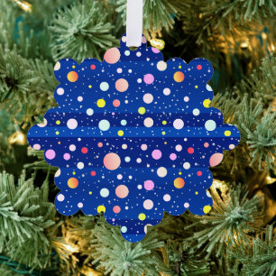 Tief blaue mehrfarbige Urlaubspunkte Ornament Karte