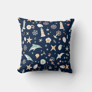 Tief blaue Nautical Square Kissen