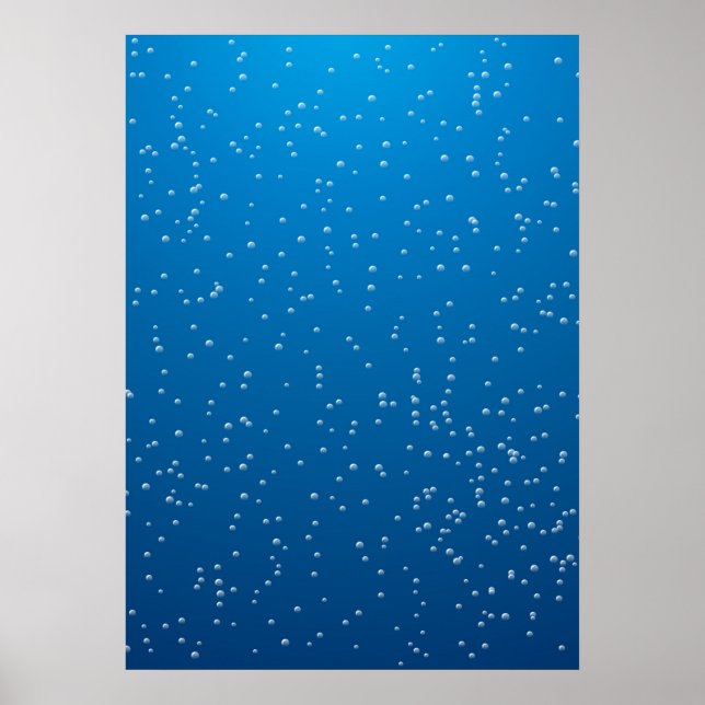 Tief blaues Wasser und winzige Blasen Poster (Vorne)