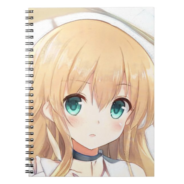 Tief blond Mädchen grüne Augen Anime Manga Notizblock (Vorderseite)