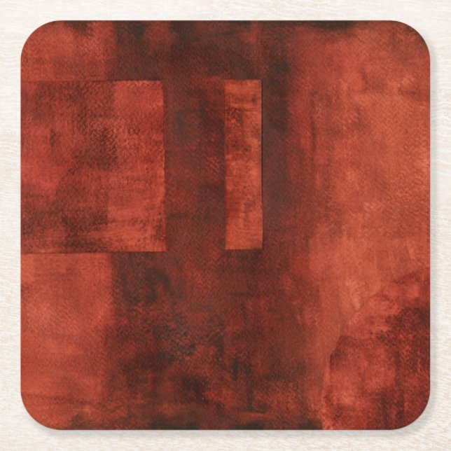 Tief-Crimson-Malerei mit geometrischen Formen Rechteckiger Pappuntersetzer (Vorderseite)