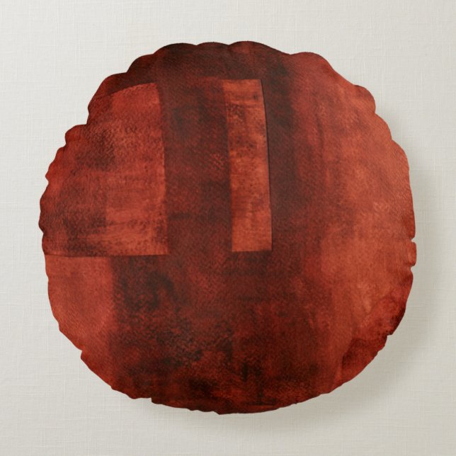 Tief-Crimson-Malerei mit geometrischen Formen Rundes Kissen (Vorderseite)