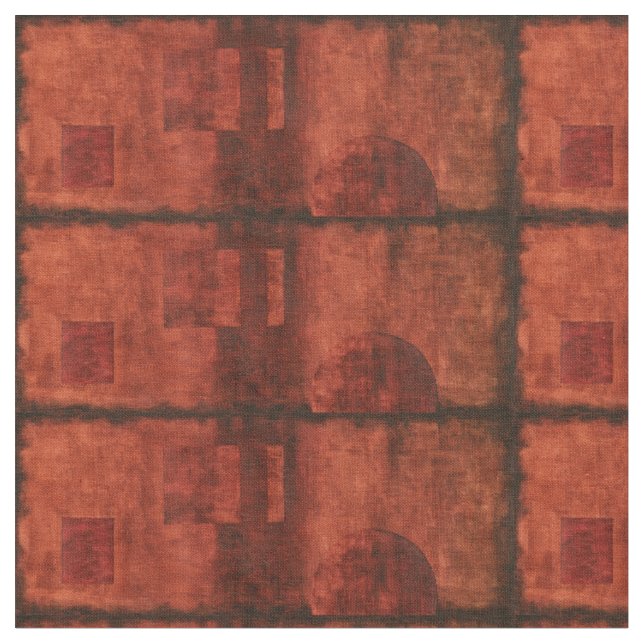 Tief-Crimson-Malerei mit geometrischen Formen Stoff (Nahaufnahme)