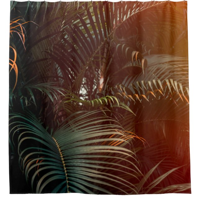Tief dunkelgrüne Palmen Blätter mit hellen oder Duschvorhang (Vorderseite)