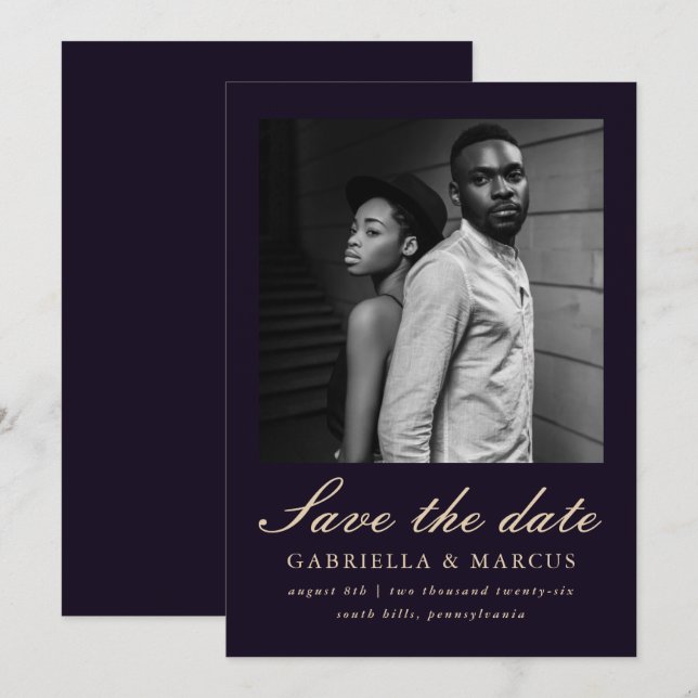 Tief gewalttätiges Foto Hochzeit rettet das Datum Save The Date (Vorne/Hinten)