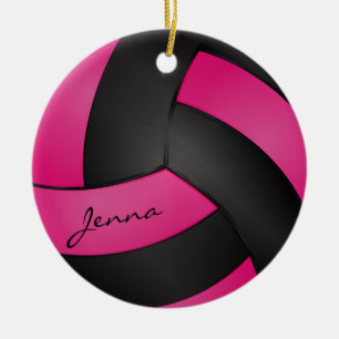 Tief heiß rosa und schwarz personalisieren Volley Keramikornament