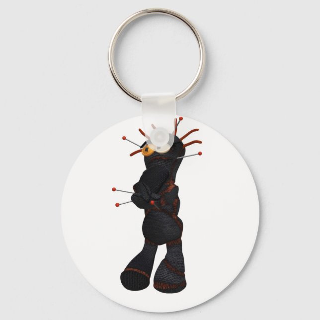 Tief in Gedanken Black Voodoo Doll Schlüsselanhäng Schlüsselanhänger (Vorderseite)