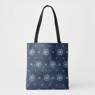 Tief indigofarbene, ethnisch-blumige Tie-Dye-Tasch Tasche