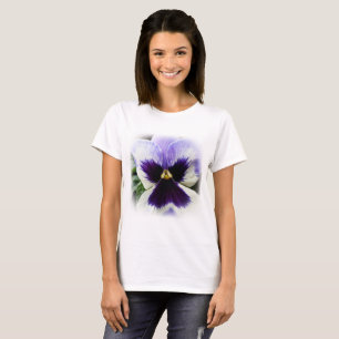 tief lila auf weiße Pansie T-Shirt