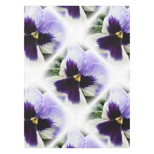 tief lila auf weiße Pansie Tischdecke (Vorderseite)
