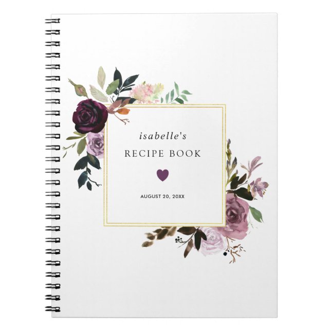 Tief Lila mauve rosa Blumenrezept Buch (Vorderseite)