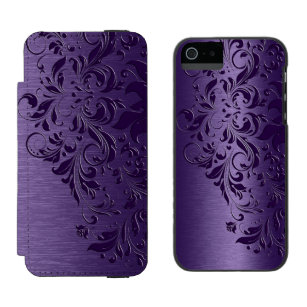 Tief Lila Metallic Textur & Dunkle Lila Spitze Incipio Watson™ iPhone 5 Geldbörsen Hülle