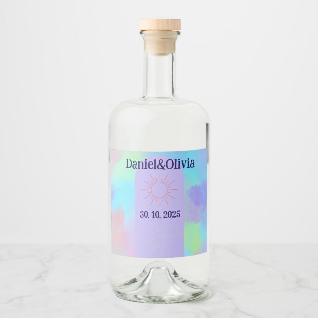 Tief Lila Soft Wedding Stuff Alkoholflaschenetikett (Vorderseite)