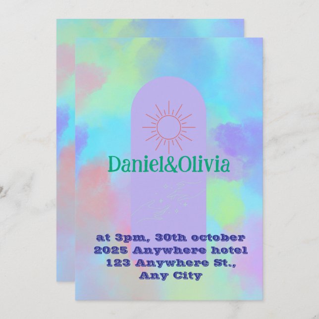 Tief Lila Soft Wedding Stuff Einladung (Vorne/Hinten)