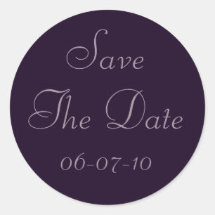 Tief Lila Violet Save the Date Hochzeitsticker Runder Aufkleber