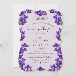 Tief Lila Violette Flachkarte Einladung Hochzeit