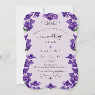 Tief Lila Violette Flachkarte Einladung Hochzeit
