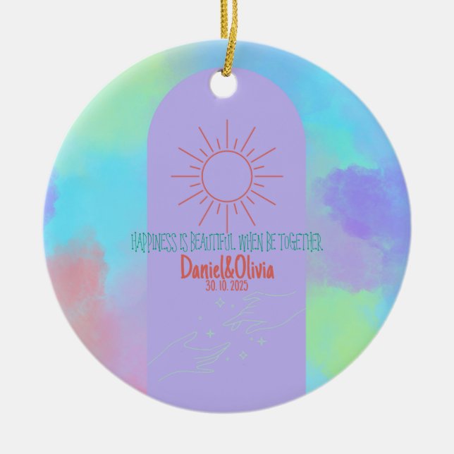 Tief Lila weiche Schicht Keramik Ornament (Vorne)