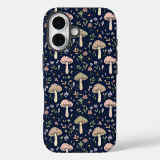 Tief marine Pilze Nahtloses Muster Dark Academia iPhone 16 Hülle