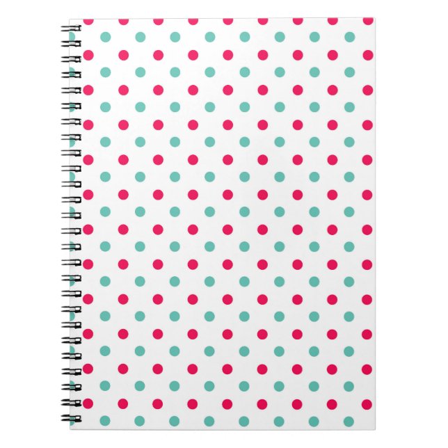 Tief rosa, Aqua, weißer Polka gepunktet Notizblock (Vorderseite)