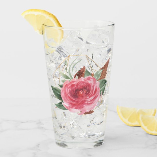 Tief rosa Aquarell Rose Tumbler (Vorderseite Ice)