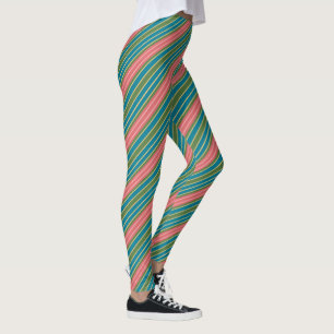 Tief rosa, blassrosa, blaue, grüne Streifen mit go Leggings