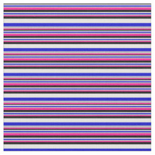 Tief rosa, grau, blau, weiß und schwarz Linien Stoff