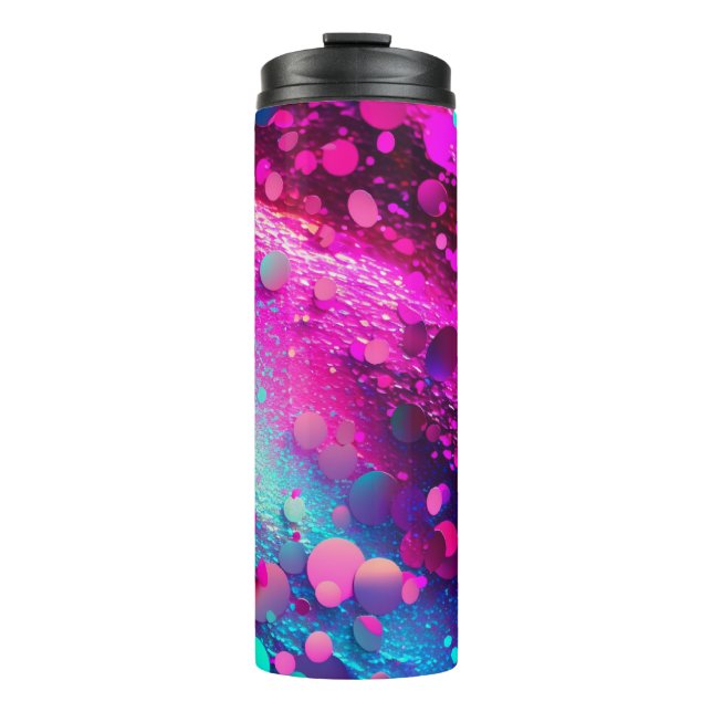 Tief rosa holografischer Glitzer Thermal Tumbler 1 Thermosbecher (Vorderseite)