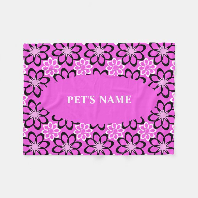 Tief rosa Personalisierte Dogendecke Fleecedecke (Vorderseite (Horizontal))