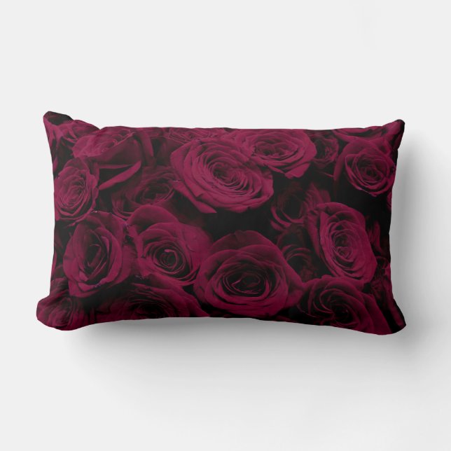 Tief rot, Burgund Rose, romantisches Foto mit Blum Lendenkissen (Vorderseite)