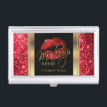 Tief roter Glitzer Lippen auf Gold und Schwarz Visitenkarten Dose<br><div class="desc">Berufliche Visitenkarten-Inhaber in einem Deep Red Glitzer Lips on Gold & Black Design Druck mit DIY Text. 100% anpassbar. ⭐ Wenn Sie weitere Anpassungen benötigen, klicken Sie bitte auf den Knopf "Anpassen" und verwenden Sie unser Designwerkzeug, um die Größe, den Drehvorgang, das Verschieben, das Hinzufügen von Text und vieles mehr...</div>