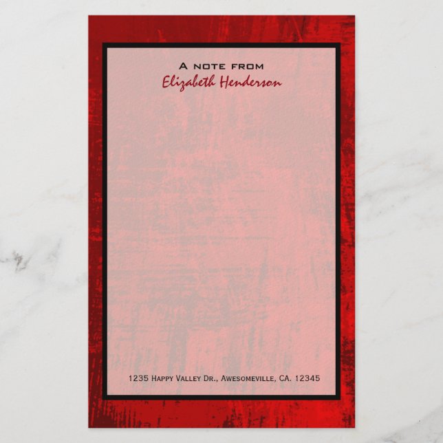 Tief roter rustikaler Textur Abstrakter Hintergrun Briefpapier (Vorderseite)