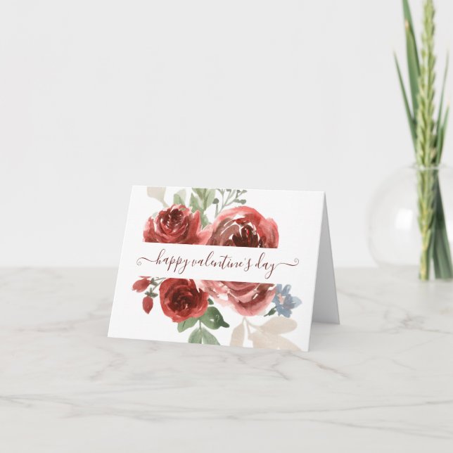 Tief rotes Aquarellvalentin Dankeskarte (Vorderseite)